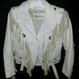 White fringe motorcycle jacket